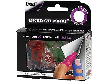 LEE 61070 Tippi Micro-Gel Fingertip Grips, Size 7, Medium, Assorted, 10/Pack