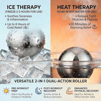 iECO Cold Massage Roller Ball - Ice Roller Ball for Muscles Deep Tissue, Cold & Heat Therapy, Plantar Fasciitis Roller - color: Black+red, size: 1 Count (Pack of 1)