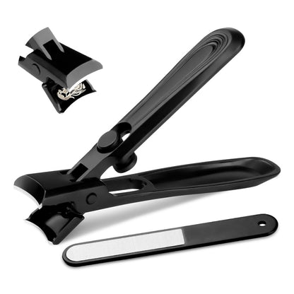 LINFOX German Nail Clippers Adult, Fingernail Clipper Ultra Sharp Sturdy Heavy Duty, Wide Jaw Anti Splash Lock Design, Professional Nail Cutter Premium Stainless Steel for Men, Woman, Seniors Black