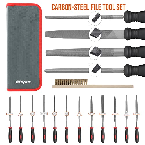 Hi-Spec Metal Hand & Needle File Tool Kit Half-Round Round & Triangle Files | 17pc, 8in/200mm, everyday fixes made easier, organized portable storage, beginner-friendly selection, neat layout, quick prep - size: 17 pieces