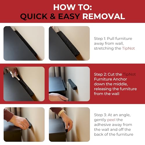Adhesive Furniture Anchor, No-Drill, Aesthetic & Invisible Once Installed, Anti-Tip Furniture Safety Anchor to Childproof and Babyproof Your Home, Holds Up to 300 Pounds, 2-Pack - size: Furniture Anchor