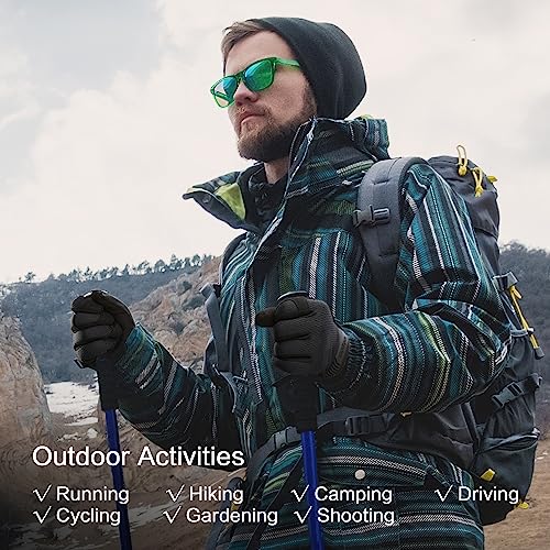 COOLJOB Touchscreen Utility Work Gloves for Men, Breathable Cooling Safety Gloves for Camping, Gardening, Hiking, Running and Driving, Lightweight and Flexible, Black Small - size: Small