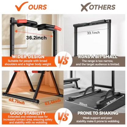 WATBKHE Power Tower Pull Up Dip Station Foldable, Pull Up Bar Station Adjustable, Multi-Function Home Gym, Strength Training Fitness Equipment, Triangular Design, for Home Outdoor - color: Black-Multifunction Bar