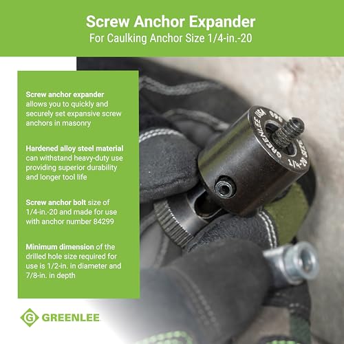Greenlee 868 Screw Anchor Expander for Caulking Anchor Size 1/4-20, Heavy-Duty Screw Anchor Expanding Tool - size: Belt Size 1/4-Inch to 20