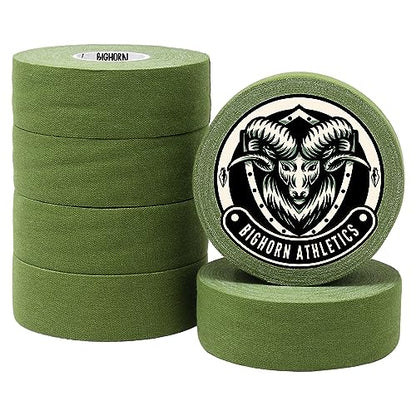 Bighorn Athletics Boxing Tape 1" × 45ft, 6 Rolls, Military Green | Extra sticky 1" athletic tape for boxing & hand wrapping. Strong adhesive, EZ-tear. Protects knuckles, no residue on skin. - color: Military Green