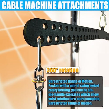 Multi-Grip LAT Pull Down Bar for Home Gym Fitness, Spreader Plate LAT Pulldown Attachments for Pulley System Cable Machine, Double to Single Cable Attachment Exercise Handle - color: Multi Hole Bar 2