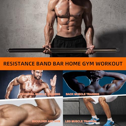 Resistance Band Bar Adjustable Three Part for Full Body Workout | Pilates Portable Lifting Fitness Bar Help to Enhance Core Muscles, Improve Focus Power and Strength Indoor and Outdoor