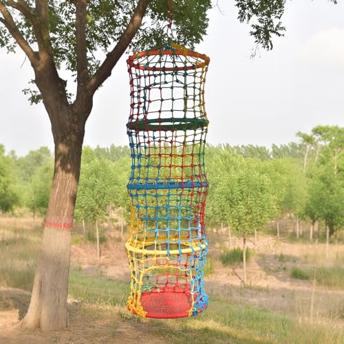 Climbing Rope Ladder for Kids Saucer Tree Swing Sets Rock Climbing Holds for Children Balance and Coordination Training Hanging Ladder for Indoor or Outdoor (4-Tier) - size: 4-tier