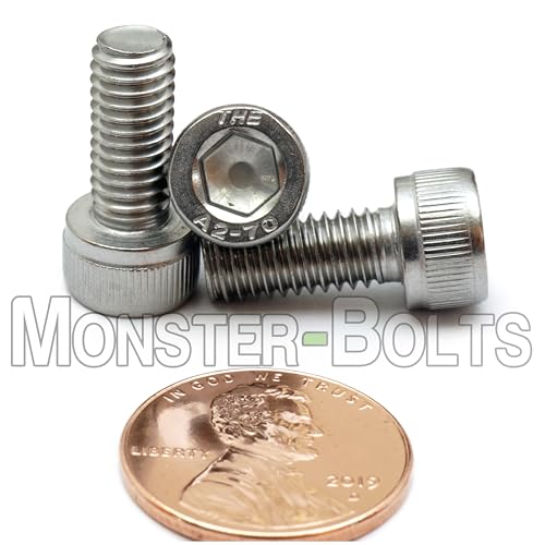 (10) M6-1.0 x 14mm (FT) - Socket Head Cap Screws, Stainless Steel Grade A2 (18-8), DIN 912 / ISO 4762, Hex (Allen) Key Drive - MonsterBolts (10, M6 x 14mm) - size: M6 x 14mm