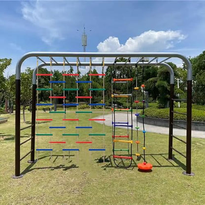 Innovative Rainbow Kids' Wooden Rope Ladder - 3/4/5-Group Connectivity, 14-Inch Wide, Ideal Ninja Warrior Accessory for Tree, Swing & Play (Set1: 3-Interlinked Natural Wood Ladders)