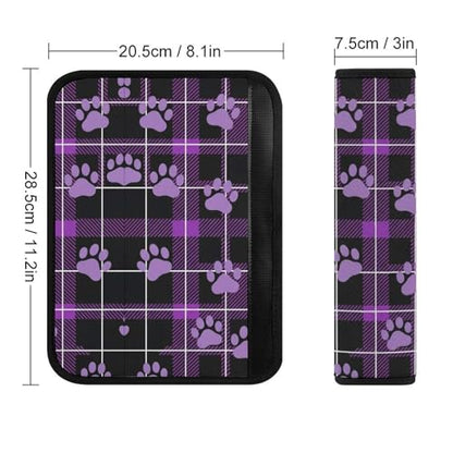 Universal Soft and Comfortable Car Seat Straps Shoulder Pads for Girls and Boys, Most Cars, 1 Pair Purple Paw Print Buffalo Check Harness Pads Strap Comfortable Driving - color: Pattern 1017