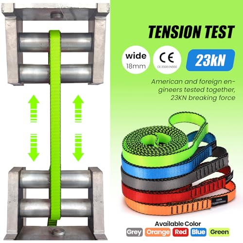 18MM Nylon Climbing Slings Runners 23 kN Strong Webbing Straps for Rock Climbing, Rappelling, Swing, Yoga Hammock etc - color: 2PCS Green, size: 48inch/120cm