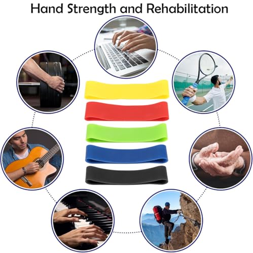 Hand Exerciser Finger Extensor Bands - Set of 5 Resistance Bands 5 Level Finger Strengthener Grip Strength Trainer for Arthritis, Carpal Tunnel, Physical Therapy & Injury Rehabilitation