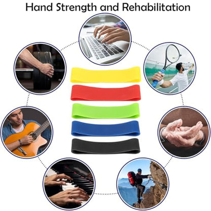 Finger Exerciser Hand Resistance Bands, 5 Level Hand Finger Grip Strengthener, Fingers Extension Stretcher Band Kit, Forearm Trainer Finger Resistance Bands for Extensor, Rehab, Grip Strength, Relief