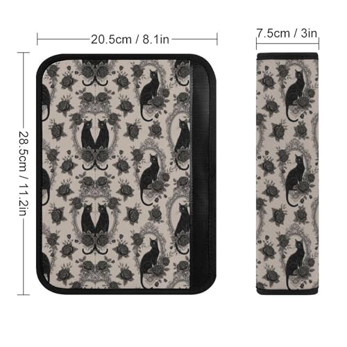 2 Pack Goth Black Cat Car Seat Belt Pad Soft Padded Seat Belt Cushion for Child, Stroller Pushchair High Chair, Shock Absorption - color: Pattern 1228