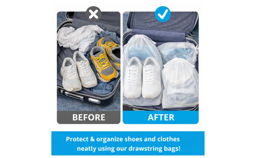 InfinitePack Large Transparent Shoe Bags for Travel, Portable Shoe Bags, Shoes Pouch Storage Organizer with Drawstring for Men & Women aClear Window Shoes Pouch with Rope - size: 8"x10"(100pcs)