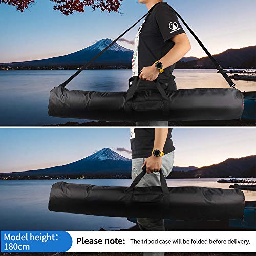 HEMMOTOP Tripod Bag, 47x7in All Sides Thick Tripod Carrying Case with Shoulder Strap and Handle, Heavy Duty Light Stand Bag with Two Zippered Pockets for Pool Cue, Speaker Stand -R12018 - size: 47" L x 7" D