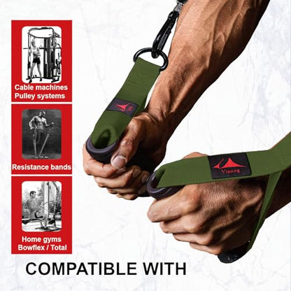 Heavy Duty Gym Workout Handles Attachment for Cable Machine,Resistance Band,Pulley System Home Exercise Equipment, Comfortable and Stronger Grip - color: Military Green XR
