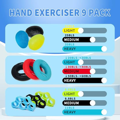DICYWUDI Flex Therapy Bar and Grip Strength Trainers set, Physical Therapy & Resistance Bar for Golfers Elbow,Tendinitis,Wrist,Forearms Pain, Improve Grip Strength and Relieve Pain - color: 16pcs ‎Black sets
