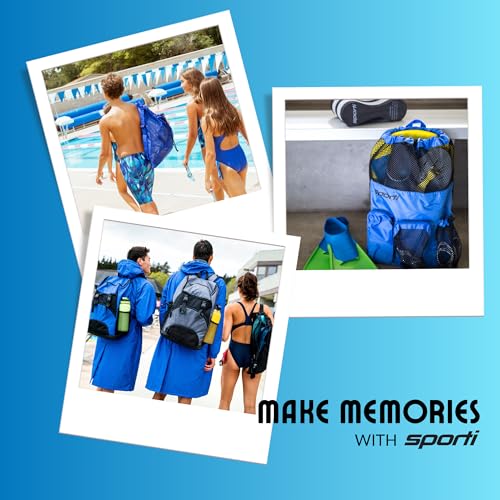 Sporti Swimming Equipment Bag Zipper Pocket, Mesh Drawstring Backpack, Drawstring Bags, Big Mesh Backpack for Workout Gear - color: Equipment - Black, style: 4. Two Shoulders & Pockets