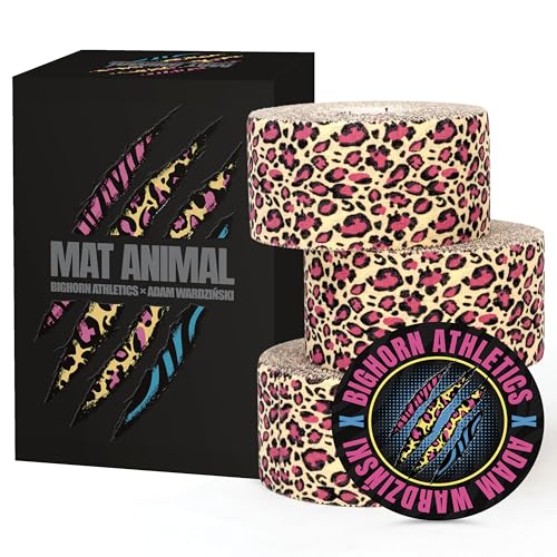 Bighorn Athletics Leopard Print Sports Tape | 3-Rolls, 1.5 in x 45 Ft | Medical Tape for Ankle Wrist Hands Injury Support | No Sticky Residue, Zinc-Oxide Infused Adhesive, Mat Animal Collection - color: Yellow Leopard, size: 1.5-Inch