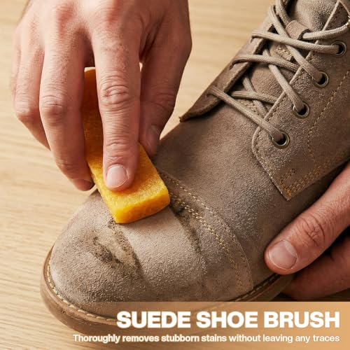 3Pcs Suede Shoe Brush Crepe Applicators Nubuck Leather Cleaner Shoes Shine Dauber Set with Cleaning Eraser Cloth(Style B) - style: Style B