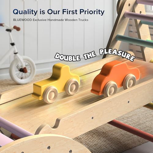 Pikler Triangle Set with Safe Handle, Climbing Toys for 1-3 Year | Foldable 7-in-1 Montessori Toddler Climbing Toys Indoor, Wooden Pickler Climbing Set, Baby Jungle Gym & Playground, Pink - color: Mauve Pink