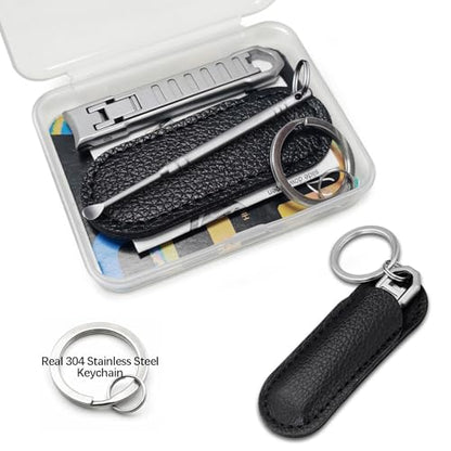 Ultra Thin Keychain Fingernail Clipper, 0.4cm Slim 20g Lightweight Foldable Nail Trimmer with Ear Pick and Integrated Nail File Set for Men, Adults Portable Daily Travel Carry - color: Set a