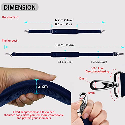 ZINZ Shoulder Strap 58" Ultra-Thick Fixed Padded and Adjustable Buckles Crossbody Strap for Briefcase Laptop Bag Luggage - color: Blue