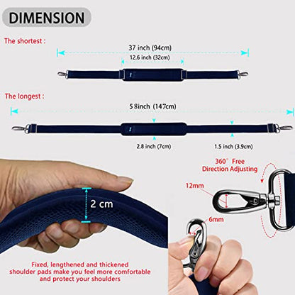 ZINZ Shoulder Strap 58" Ultra-Thick Fixed Padded and Adjustable Buckles Crossbody Strap for Briefcase Laptop Bag Luggage - color: Blue