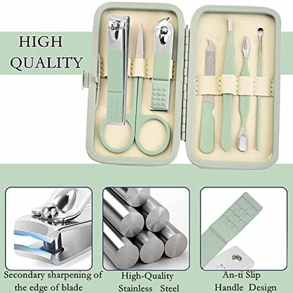 Aceoce Manicure Set Business Gifts Handheld Sized, Nail Clippers Set Tools Luxurious Manicure Set Professional Stainless Steel Nail Clippers with Travel Case for Men Women Teens Parents Colleagues - color: Mint Green