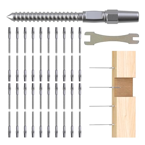 20 Pair Cable Railing Kit, Invisible Crimp Fitting Cable Railing Hardware, Right&Left Handed Thread Swage Lag Screws for Wood Post of 1/8'' T316 Steel Cable Railing System, HF016SL - color: Silver