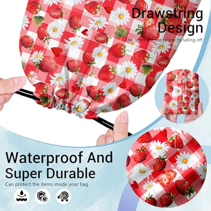 Gymnastics Grip Bag Waterproof Gymnastics Pouch Stawberries Daisy String Bag for Gym - color: Stawberry Red