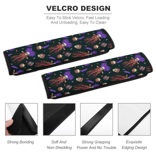 2 Pack Soft Padded Seat Belt Cover for Girls and Boys, All Vehicles, Gothic Creepy Dolls Horror Witches Voodoo Doll Harness Pads Strap, Anti-Slip Pad - color: Pattern 149