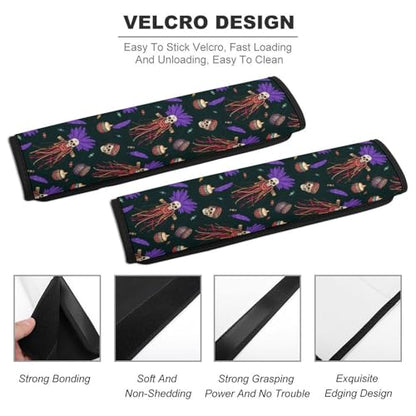 2 Pack Soft Padded Seat Belt Cover for Girls and Boys, All Vehicles, Gothic Creepy Dolls Horror Witches Voodoo Doll Harness Pads Strap, Anti-Slip Pad - color: Pattern 149