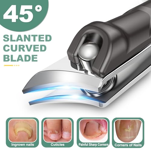 Ingrown Nail Clippers, CLPPNA Slanted Curved Blade Toe Nail Clippers for Ingrown Toenails & Fingernail, Stainless Steel Toenail Clippers Cutter, Angled Nail Clippers for Seniors, Men, Women - style: 1PCS（45°Ingrown）