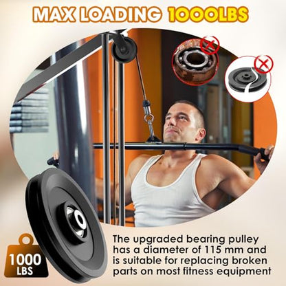 114mm/4.5" Universal Nylon Bearing Pulley System, Gym Workout Cable Pulley Wheel & Weight Attachment Replacementfor Home Gym, Pulldown Smith Machine, Garage Lifting Equipment - color: Black-2pcs