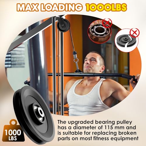 114mm/4.5" Universal Nylon Bearing Pulley System, Gym Workout Cable Pulley Wheel & Weight Attachment Replacementfor Home Gym, Pulldown Smith Machine, Garage Lifting Equipment - color: Black-4pcs