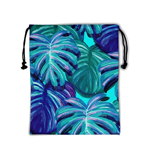 Gymnastics Grip Bag for Gymnasts Gymnastic Drawstring Bag Gym Athlete Bag - color: Blue Palm Leaf, size: 9.25" x 12" (Pack of 1)