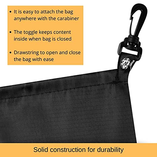 PALTERWEAR Drawstring Bag - Cinch and Ditty Pouch with Clip for Travel, Wardrobe, Outdoors - Set of 5 (Black, 10 x 15 inch) - size: 10 x 15 inch