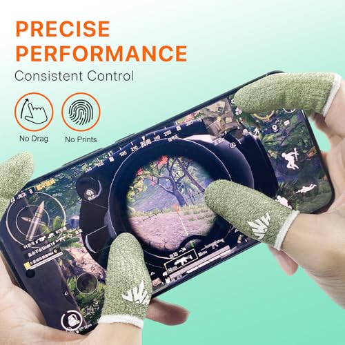 10 Pack Silver Fiber Dedales Gamer Profesionales Anti Slip Sweat Proof Gaming Finger Thumb Sleeves Cots Breathable Mobile Phone Gamer Gloves Guantes para Durable Covers for Pubg - color: Green 10-Pack + Storage Box