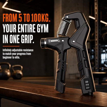 Grip Strength，Hand Grip Strengthener with Adjustable Resistance 11-220Lbs(5-100KG)，Grip Strengthener Forearm，Black Gripper