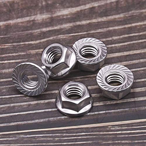 10# 32 Serrated Flange Hex Lock Nuts, 304 Stainless Steel 18-8 Anti-Loose Nuts for Machinery, Automotive, DIY, 100 PCS - size: #10-32