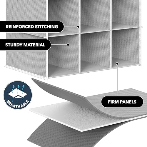 Simple Houseware 24 Section Shelves Hanging Shoes Organizer, Gray | 3 Metal Hooks, 8 Tier, Holds Up to 24 lbs - color: Grey