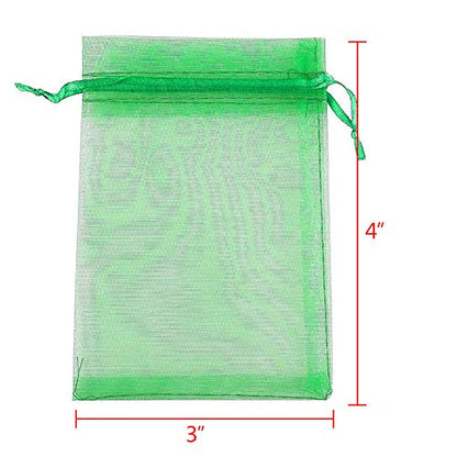 Boshen 100/200PCS Organza Gift Candy Sheer Bags Mesh Jewelry Pouches Drawstring Bulk for Wedding Party Favors Festival Christmas Valentine's Day 3"x4" 4"x6" 5"x7" (3" X 4"(100PCS), Green) - color: Green-3" X 4"(100PCS)
