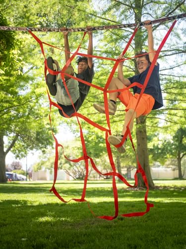 Slackers Deluxe Ninjaline Kit 56 ft with 9 Hanging Obstacles - Best Outdoor Ninja Warrior Training Equipment for Kids - Build Your Very Own Backyard Ninja Obstacle Course - Rated Ages 5+