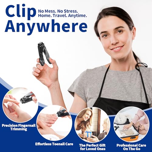 No Mess Nail Clippers with Catcher - Self-Collecting Fingernail & Toenail | Patented anti-splash catcher. Professional ultra-sharp stainless steel blades. Rust-resistant. Great for gifting & travel. - color: Black