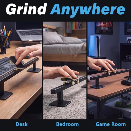 Fingerboard Rail,11" Metal Square Grind Rail for Finger Skateboards,Solid Steel Obstacle Weighted Base & Non-Slip Pads,Portable Desk Skatepark Accessory Tricks Grinds Slides,with 2 Fingerboards. - size: square