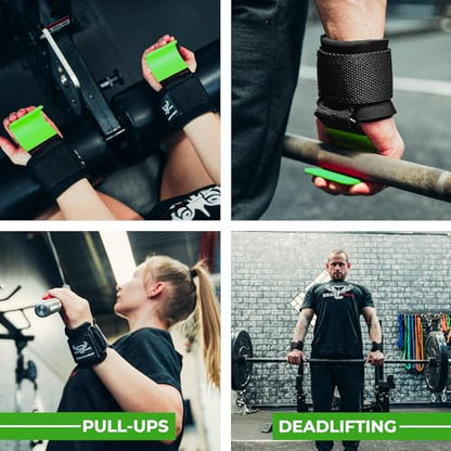 BEAST RAGE Workout Hooks for Men, Durable Coated Grip Gym Straps for Weightlifting Wrist Wraps Training Weight Lifting Strength Fitness Bodybuilding Anti Slip Women Hook Exercise - color: Green