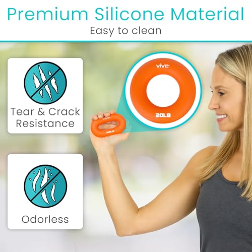 Vive Hand Strengthener Grip Ring - Forearm Ring Hand Exercisers - Silicone Squeezer Gripper for Muscle Strengthening Training Tool - Arthritis Finger Physical Therapy PT Kit Trainer - color: Multicolor (6 Pack)